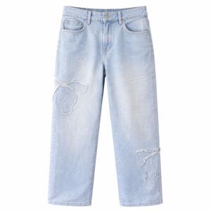 Light wash denim jeans with denim bow detail S